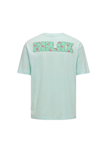 Only Erkek T-shirt 22029519 Onsmervyn Lıfe Rlx Summer Camgöbeği