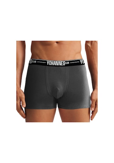 Yohannes Club, Erkek Özel Bölmeli Pamuklu Boxer, Renk Seçenekli, 3'lü Paket, 3 Adet Antrasit Antrasit - Koyu Gri