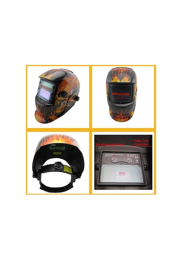 Hallow Solar Şarj Otomatik Karartma Kaynak Yüz Maskesi Başa E24545-5