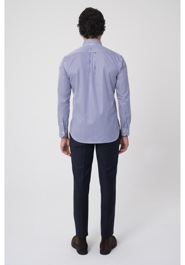 Bisse Uzun Kollu Paşa Yaka Regular Fit Erkek Lacivert Gömlek Gmczg252069 C39 Lacivert