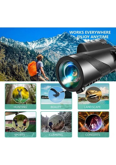 Suofeng Siyah Cep Telefonu Monokülü, 80x100 Büyük Çaplı, Yüksek Çözünürlüklü, Aydınlatma Az Ortamlarda Görüntüleme, Telefon Tutucu + Tripod + Çanta Ve Diğer Aksesuarlar Dahil