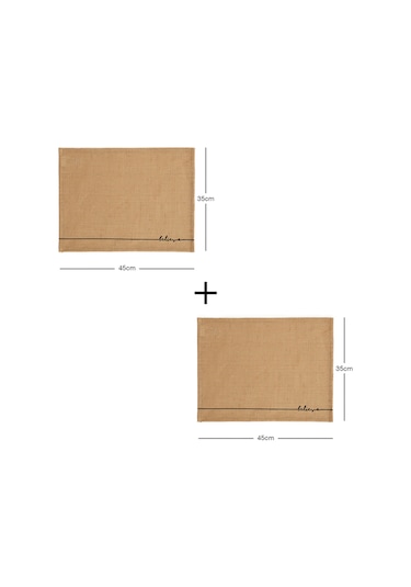 OceanHomeTextile Jüt Believe Baskılı Supla Amerikan Servisi 2 Adet 45 x 35 CM Bej