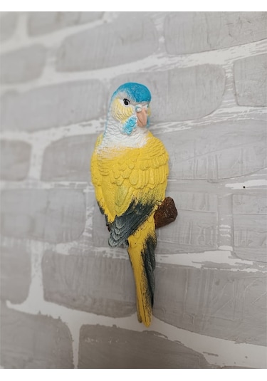 2 Adet Sarı El Boyaması Muhabbet Kuşu Duvar Balkon Bahçe Süsü