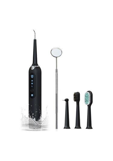 Skycity Ultrasonic Diş Temizleyici: Taş Ve Plak Kaldırıcı, 4 Değiştirilebilir Uç Fırçalama, Dil Temizleme , Ipx6 Su Geçirmez, Siyah Renk