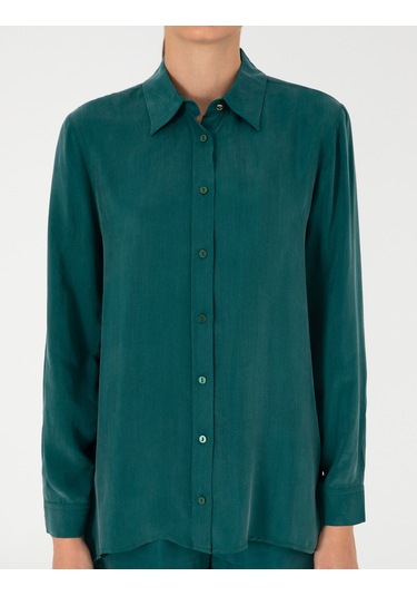 Pierre Cardin Kadın Koyu Yeşil Gömlek Desenli 50292279-vr079 Koyu Yeşil