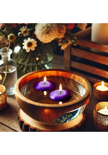 50'li Paket 3.5 Cm Mor Yüzen Mumlar Mor