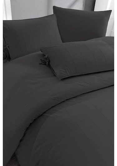 Byanca %100 Pamuk Nakışlı Parça Boyama Nevresim Takımı Antrasit Antrasit - Gri