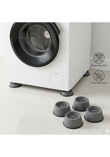 Titreşim Önleyici Çamaşır Makinesi Ayak Pedi - 4 Lü Set Kaymaz - Sessiz - Zemin Koruyucu Çok Renkli