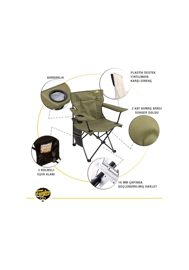 Funky Chaırs V2 Haki Lüks Kamp Sandalyesi XL Haki