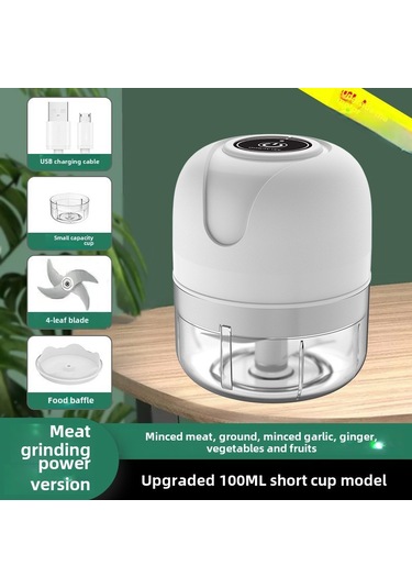 Youmex Mini Elektrikli Sarımsak Kesici - Kablosuz 100ml 4 Bıçaklı Ev & Profesyonel Mutfak Aleti Beyaz Diğer