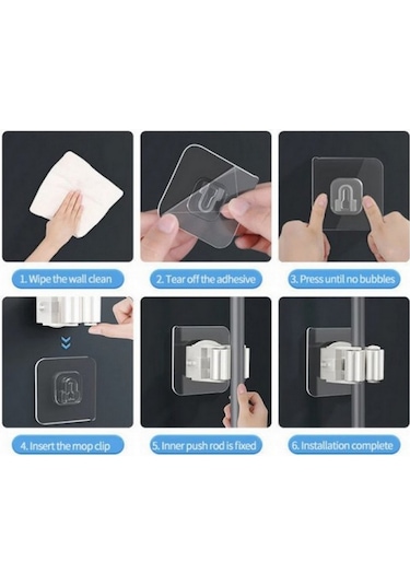 Paspas Süpürge Fırça Ve Mop Askısı Sap Tutucu Mop Gri 4'lü