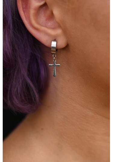 Tükkan Accessories 316l Cerrahi Çelik İğneli Haç Figür Çelik Küpe-çlkgfi19