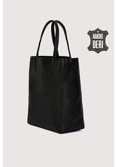 Hakiki Deri Kadın El Çantası Siyah Smr8751 Siyah