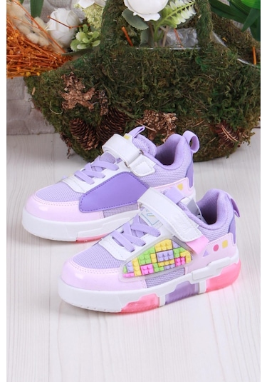 Fort Cool Legos Rahat Hafif Sneaker Işıklı Kız Çocuk Ayakkabı Mor