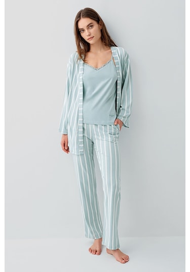 Pierre Cardin Kadın Yeşil 3lü Pijama Takım Pc9154-s-v1 Yeşil
