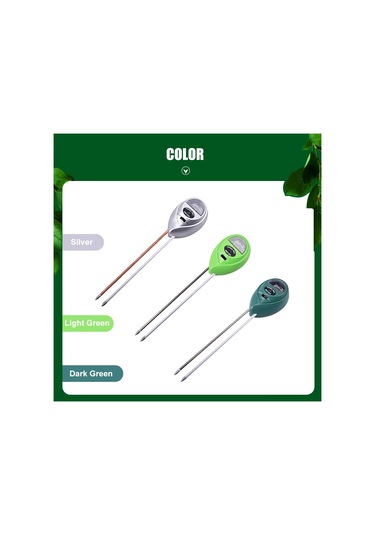 Xiyyadms Toprak Ph, Nem Ve Işık Yoğunluğu Testeri - Üçlü Fonksiyonlu Bahçe Bitki Bakımı Aleti - Gümüş