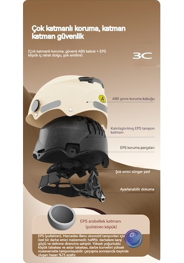 Eternal Luck Bk-309 Elektrikli Bisiklet Kaskı Dört Mevsim Açık Yarım Kask Siyah Beyaz