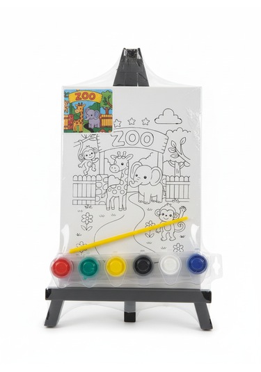 Ark Çizimli Pres Tuval Seti 18 X 24 Cm Akrilik Boya + Fırça