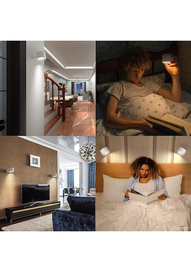 Padalink Usb Şarjlı Led Duvar Lambası, Dokunmatik Işıklık Ayarı, 360 Döner, Manyetik Taşınabilir Gece Lambası 2000mah Pil, 3 Renk Tonu Siyah