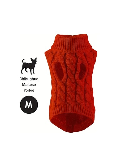 Elmpaly Kırmızı M Boy Küçük Orta Boy Kedi Köpek Kazak Yumuşak Akrilik Kışlık