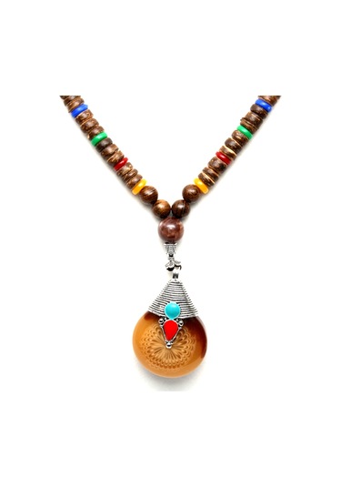 African Stone Kolye Kahverengi