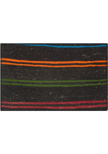Turuncu Yeşil Rengi El Dokuma Kilim Paspas