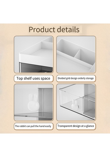 Anjiexun Masaüstü Saklama Kutusu Tüp Şeffaf Çekmeceli Tavşan Saklama Kutusu Mavi Mavi