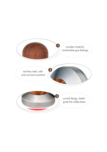 Geeksen Stahl Gövde Kahve Tamperi, 58mm Eğik Taban, Ahşap Saplı, Profesyonel Espresso Sıkıcı, Lezzeti Artırır Çok Renkli