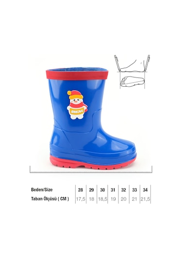 Gezer Erkek Çocuk Kışlık İçinde Çıkarılabilir Ek Çoraplı Su Geçirmez Yağmur Bot Çizme Saks Mavi