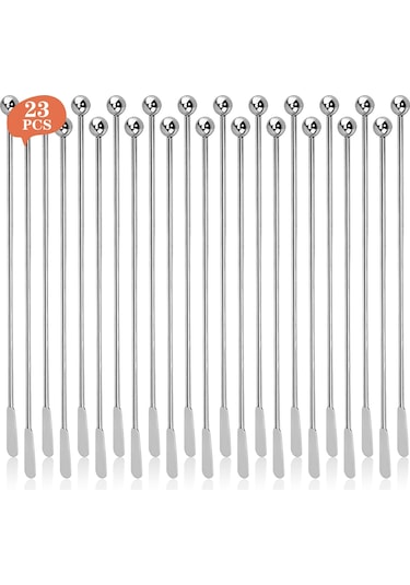 Yunboo Çelik Paslanmaz Çok Amaçlı Karıştırıcı Çubuklar: Kahve, Kokteyl Ve İçecekler İçin Dayanıklı, Hijyenik Ve Verimli Gümüş