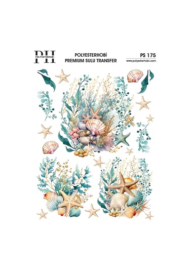 Polyesterhobi Premium Sulu Transfer 25x35 Cm Mercan Ve Deniz Desenli Ps 175