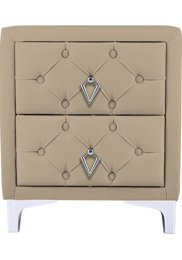 Ruby 2 Çekmeceli Komodin-silver Model Kapitoneli Yatak Odası Iki Çekmeceli Komodin&şifonyer Modeli Bej