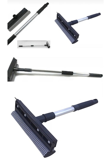 Akvaryum Temizleme Teleskopik Sap - Çekçekli Cam Silme Aparatı Siyah