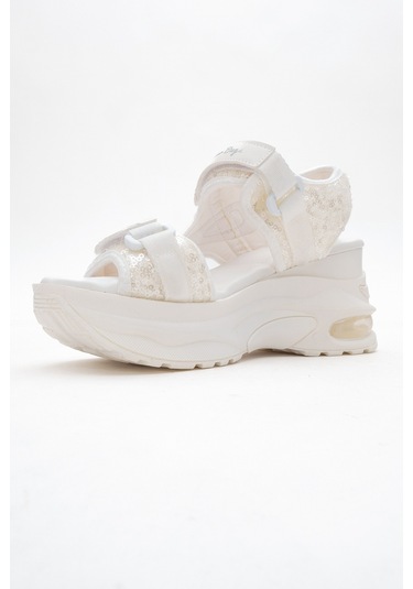 Arthur Beyaz-beyaz Payet Bantlı Kalın Taban Kadın Spor Sandalet Beyaz - Beyaz