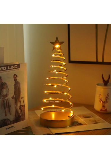 Mufunye Demir Spiral Yıldız Şekilli Noel Dekorasyon Lambası, Islak Beyaz Işık, Oda Aydınlatma Ve Zırhlı Vitrin Aletleri Pil Dahil Değil Diğer