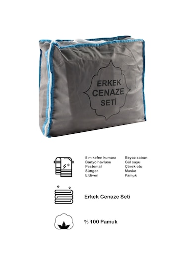 Çantalı Erkek Cenaze Seti Beyaz