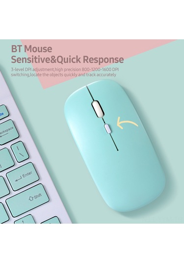 Geeksen Sk-030 10 İnç Bluetooth Klavye Ve Fare Seti - 78 Tuşlu İnce Tasarım, 3 Dpı Ayarlı, Çoklu Sistem Uyumlu, Şarj Edilebilir Yeşil Diğer