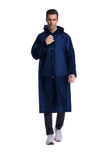 Marlux Kadın Erkek Yağmurluk Kapüşonlu Çıtçıtlı Eva Lacivert Yağmurluk Lacivert