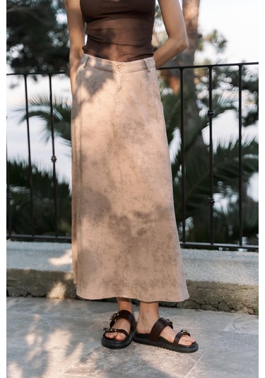 Garias Cepli Uzun Batik Desenli Vizon Etek Vizon