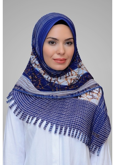 Lacivert Pratik Hazır Geçmeli Tesettür Eşarp Kesik Elyaf Piliseli (545491626) Lacivert
