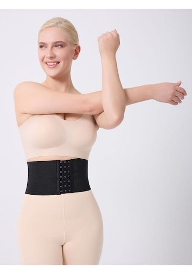 Serone Kısa Model Esnek Yapılı Bel Şekillendirici Spor Korse Siyah Renk Siyah
