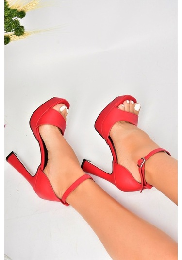 Fox Shoes Kırmızı Platform Kalın Topuklu Kadın Ayakkabı K40458010