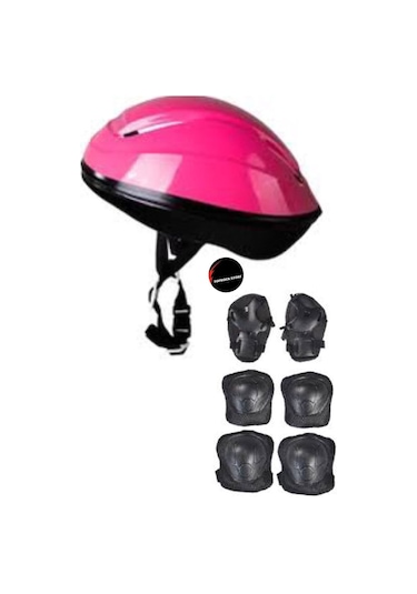 Çocuk Kask Dizlik Dirseklik Ellik Set 7 Parça Scooter Bisiklet Paten Kaykay Koruyucu Set Pembe