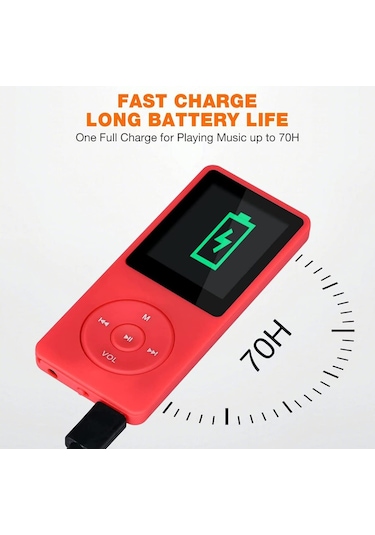 8gb Dahili Hafızalı Mp3 Çalar Ses Kayıt Fm Radyolu Müzik Player