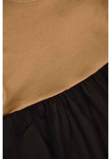 Luess Kız Çocuk Tül Detaylı Triko Elbise-kahverengi Kahverengi