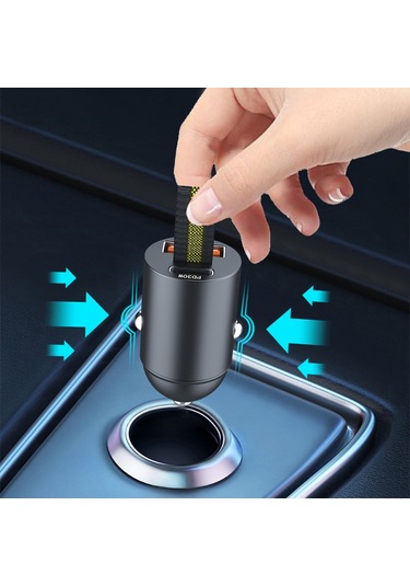 Reedark Aracı Şarj Cihazı Pd30w+qc3.0 Çift Portlu Hızlı Şarj Alüminyum Gizli Tip Sigara Çubuğu Arabalarda Kullanıma Uygun Siyah A1