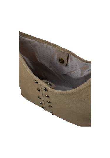 Kadın Zımba Detaylı Süet El Ve Omuz Çantası - Vizon Vizon