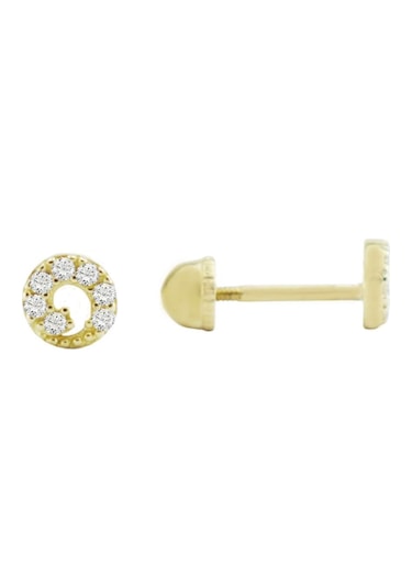 Taşlı Tragus Piercing Altın Küpe KPA.189