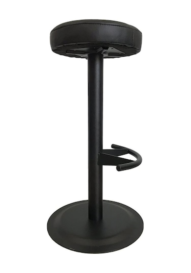 Bar Sandalyesi Bar Taburesi Siyah Deri Oturak Çok Renkli