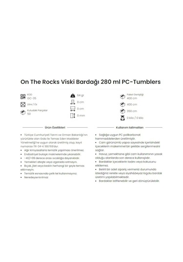 Viski Kokteyl Meşrubat Bardağı Kadehi 280 Ml Polikarbon 6 Adet Şeffaf